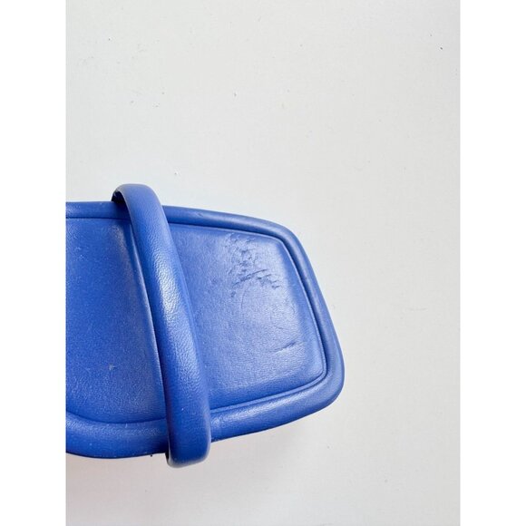 NWOT ZARA Blue Leather Square Toe Strappy High Heel Wraparound Sandals, Size 35 - Picture 7 of 15